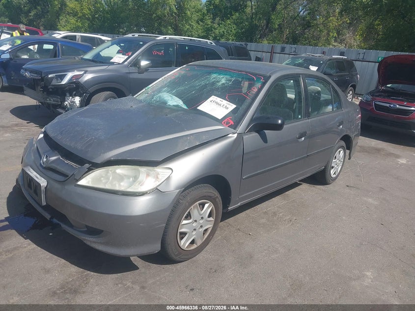 2005 Honda Civic, Front & Rear, IAAI, VIN 1HGES16385L026554 — photo 2