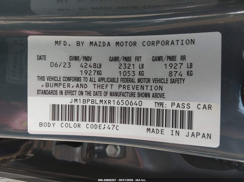 2024 MAZDA 3 HATCHBACK 2.5L I-4 DI, DOHC, VVT, REGULAR , 191HP