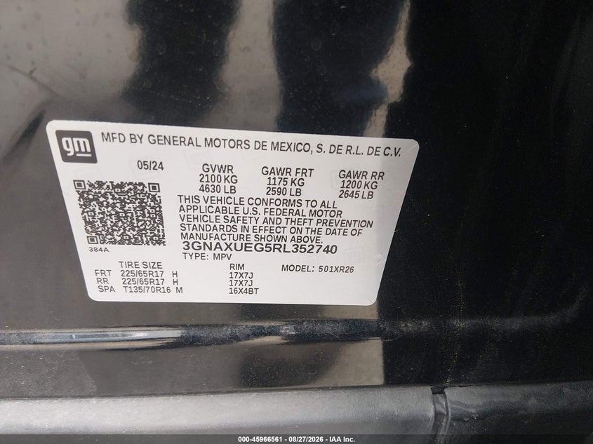 CHEVROLET EQUINOX 2024 VIN 3GNAXUEG5RL352740