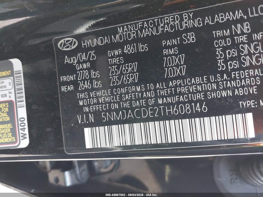 2026 HYUNDAI TUCSON SPORT UTILITY VEHICLE 2.5L I-4 DI, DOHC, VVT, REGULAR , 187HP