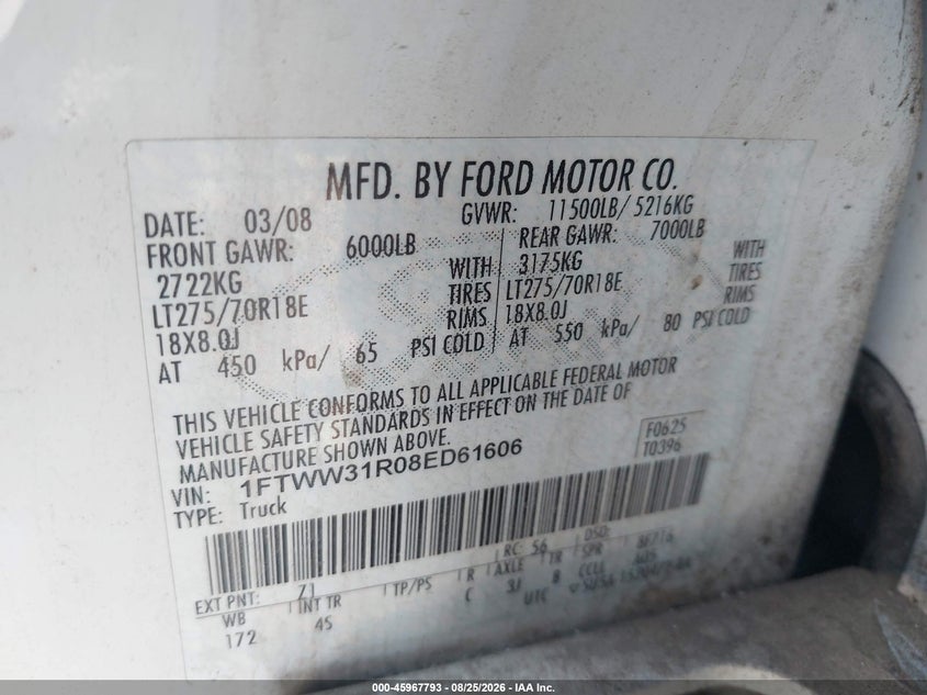 2008 FORD F-350 auction photo 8