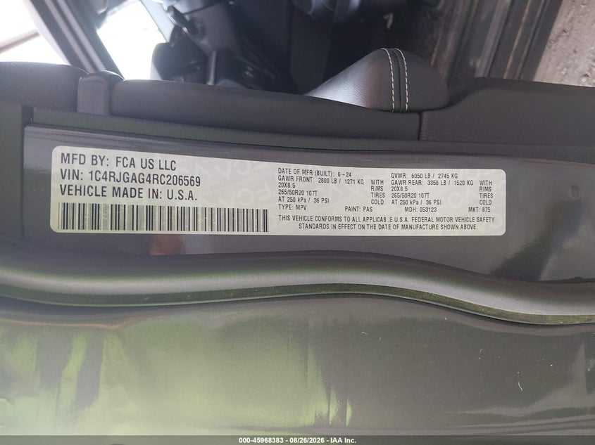 JEEP GRAND CHEROKEE 2024 VIN 1C4RJGAG4RC206569