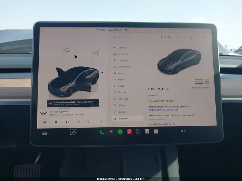 TESLA MODEL 3 2023 VIN 5YJ3E1EA9PF385706