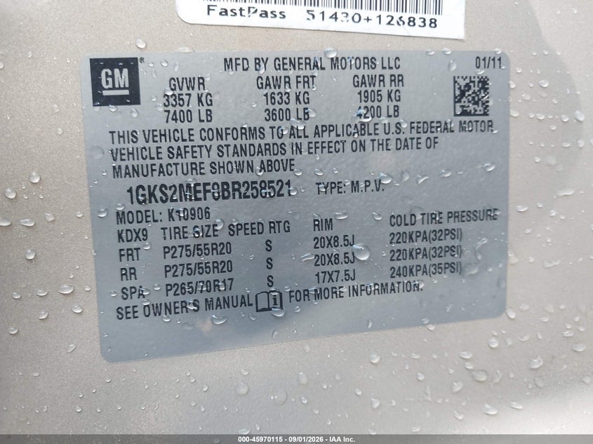 2011 GMC YUKON SPORT UTILITY VEHICLE 6.2L V-8 VVT, 403HP