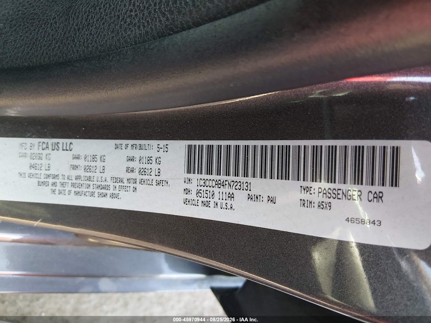 CHRYSLER 200 2015 VIN 1C3CCCAB4FN723131