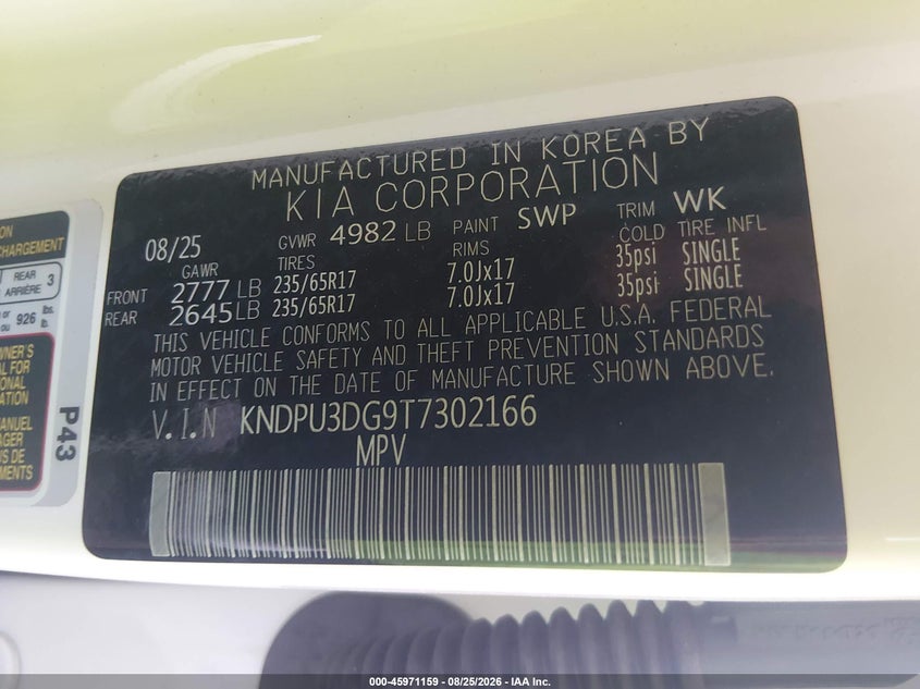 KIA SPORTAGE HYBRID 2026 VIN KNDPU3DG9T7302166