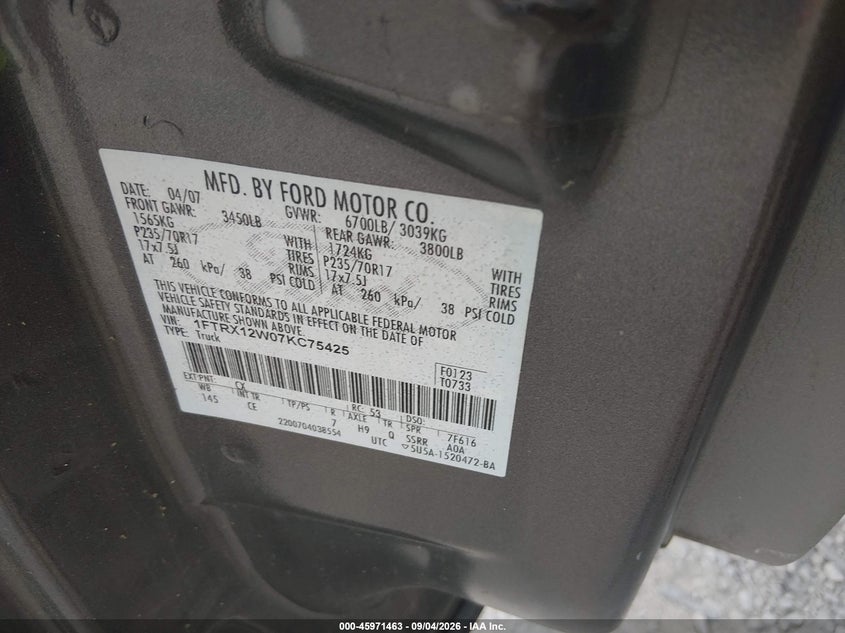 2007 FORD F-150 PICKUP 4.6L V-8 248HP