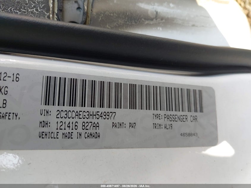 CHRYSLER 300C 2017 VIN 2C3CCAEG3HH549977
