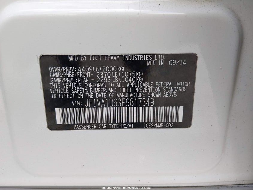 2015 SUBARU WRX PREMIUM · Фото 9