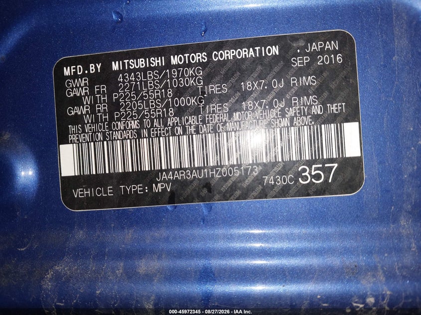 2017 MITSUBISHI OUTLANDER SPORT · Фото 9