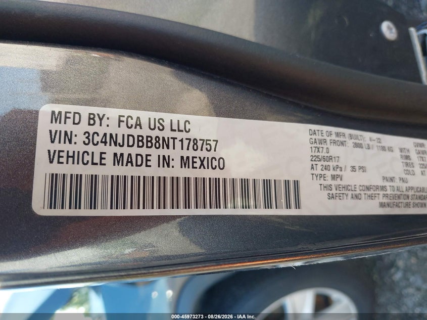 JEEP COMPASS 2022 VIN 3C4NJDBB8NT178757