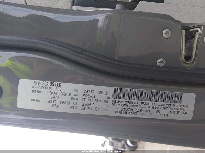 JEEP COMPASS 2020 VIN 3C4NJDCBXLT155914