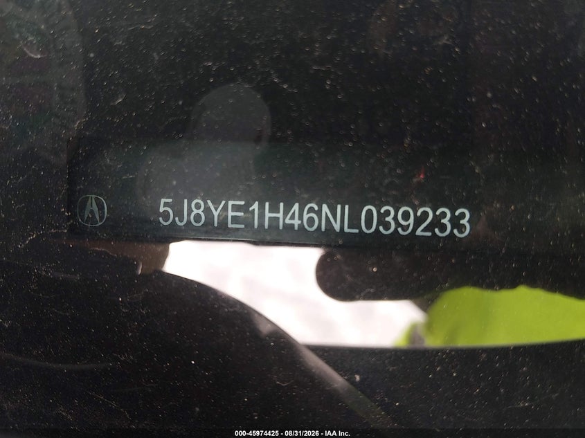 ACURA MDX 2022 VIN 5J8YE1H46NL039233