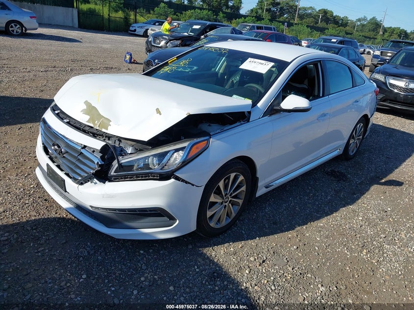 2016 Hyundai Sonata, Front & Rear, IAAI, VIN 5NPE34AF4GH287539 — photo 2