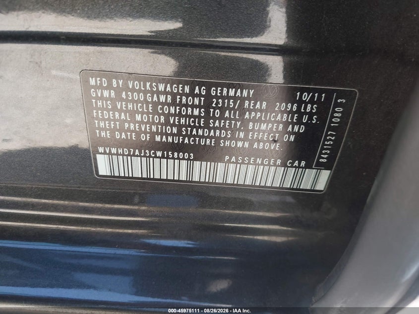 2012 VOLKSWAGEN GTI HATCHBACK 2.0L I-4 DI, DOHC, VVT, TURBO, PREMIUM , 200HP