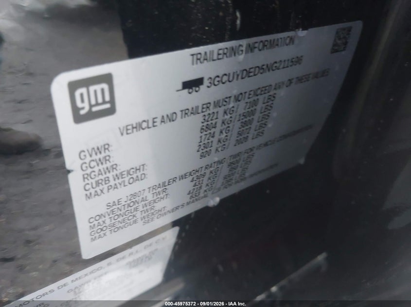 CHEVROLET SILVERADO 1500 LTD 2022 VIN 3GCUYDED5NG211596