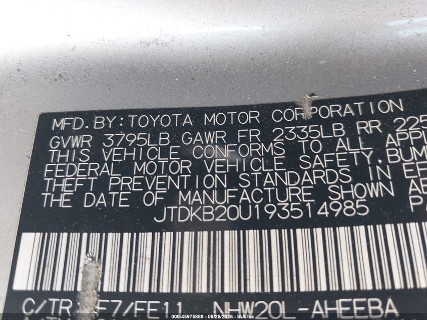 2009 TOYOTA PRIUS SEDAN 1.5L I-4 DOHC, VVT, 76HP