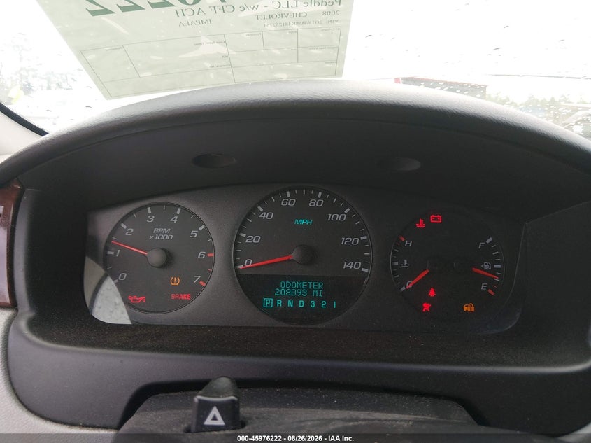 CHEVROLET IMPALA 2008 VIN 2G1WB58K481252754