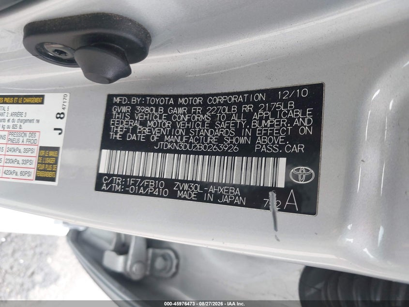 2011 TOYOTA PRIUS HATCHBACK 1.8L I-4 DOHC, VVT, 98HP