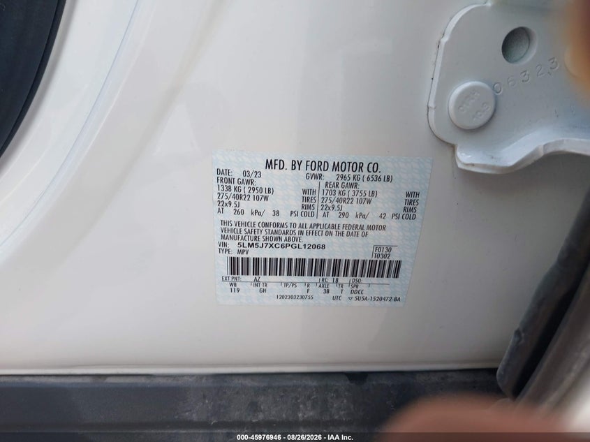 LINCOLN AVIATOR 2023 VIN 5LM5J7XC6PGL12068
