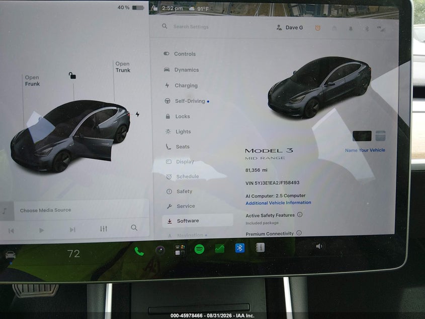 TESLA MODEL 3 2018 VIN 5YJ3E1EA2JF158493