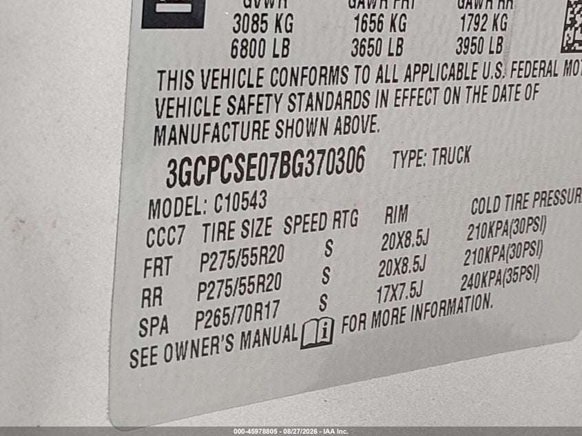 2011 CHEVROLET SILVERADO PICKUP 5.3L V-8 VVT, 315HP