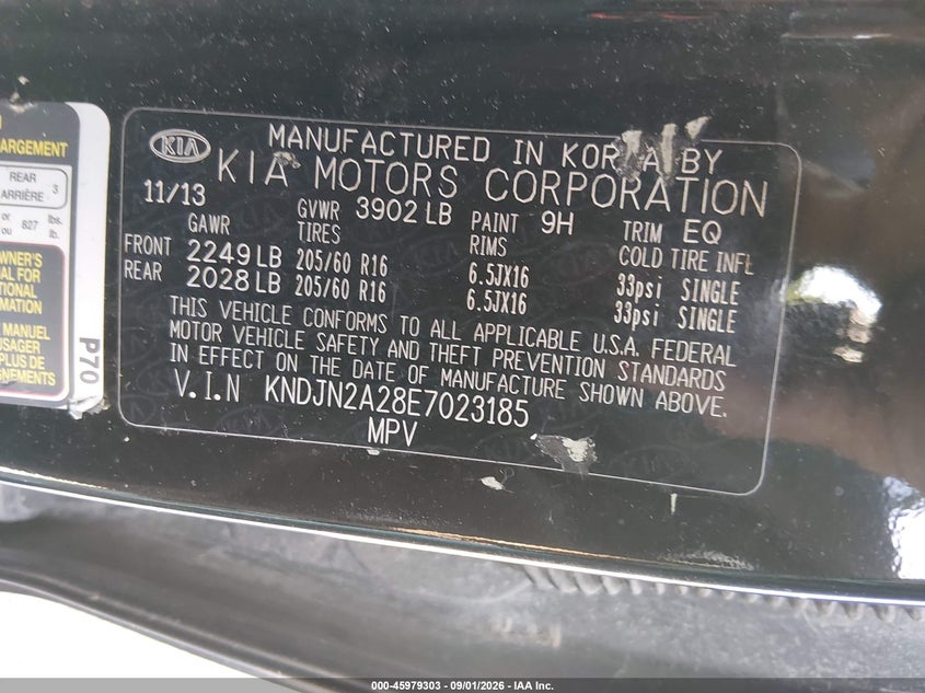KIA SOUL 2014 VIN KNDJN2A28E7023185