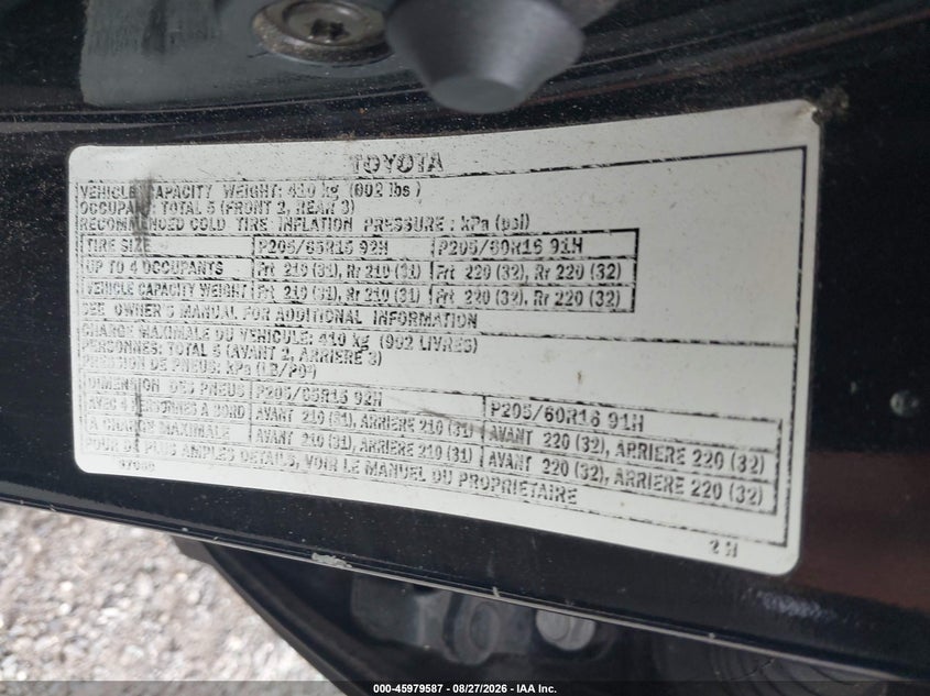 TOYOTA AVALON 2003 VIN 4T1BF28B63U332283