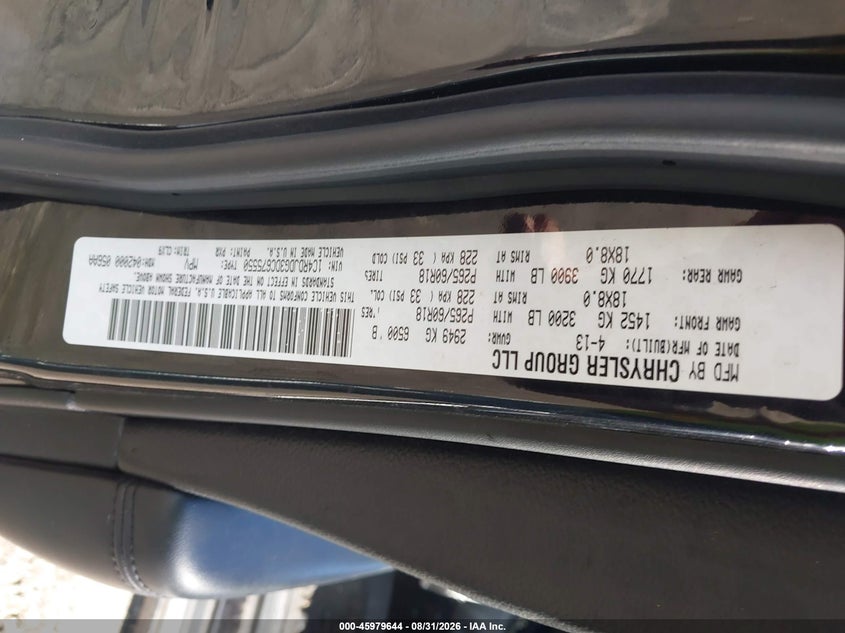 DODGE DURANGO 2013 VIN 1C4RDJDG3DC675550