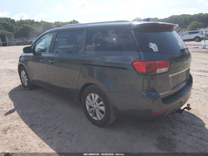Vin: kndmb5c17f6041180, lot: 46479390, kia sedona lx 20153