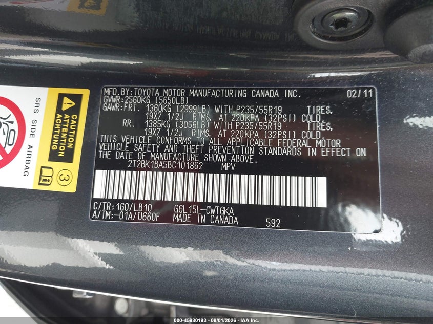 2011 LEXUS RX SPORT UTILITY VEHICLE 3.5L V-6 DOHC, VVT, PREMIUM , 275HP