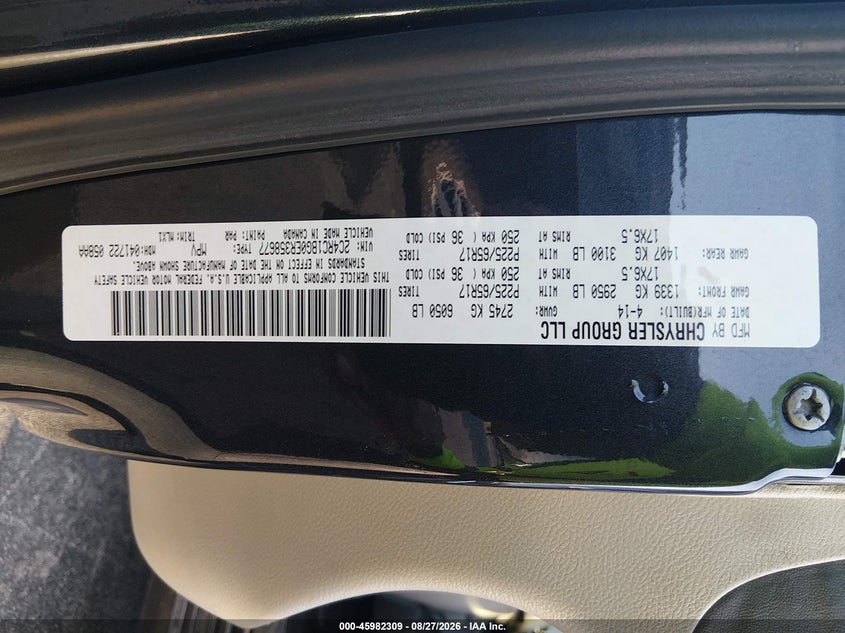 CHRYSLER TOWN & COUNTRY 2014 VIN 2C4RC1BG0ER358677