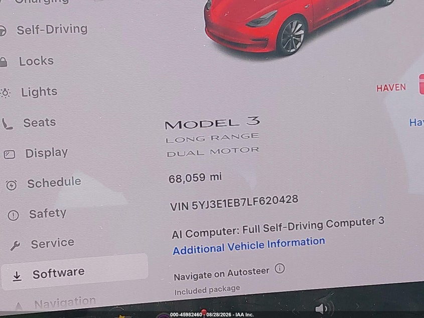 2020 TESLA MODEL 3 auction photo 7