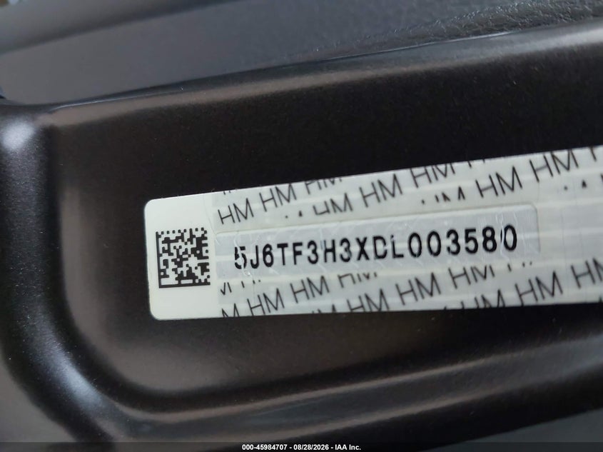HONDA CROSSTOUR 2013 VIN 5J6TF3H3XDL003580