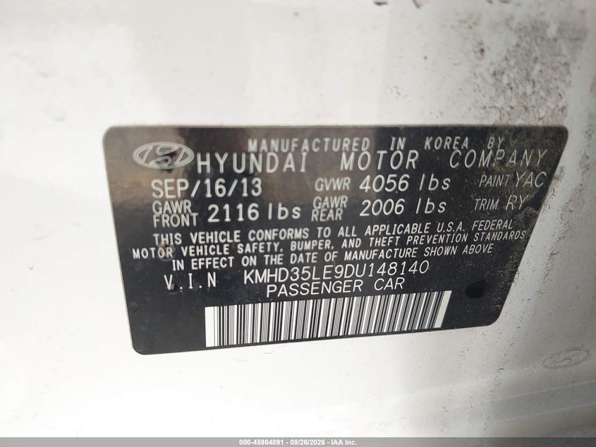 HYUNDAI ELANTRA GT 2013 VIN KMHD35LE9DU148140