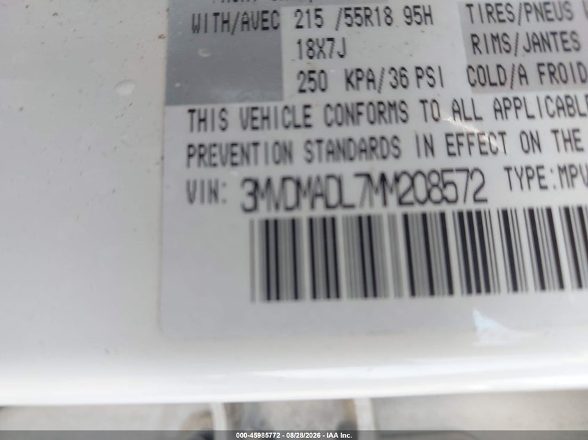 MAZDA CX-30 2021 VIN 3MVDMADL7MM208572