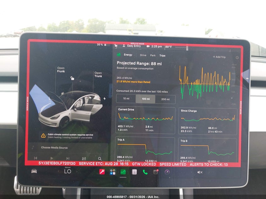 TESLA MODEL 3 2020 VIN 5YJ3E1EB0LF720130