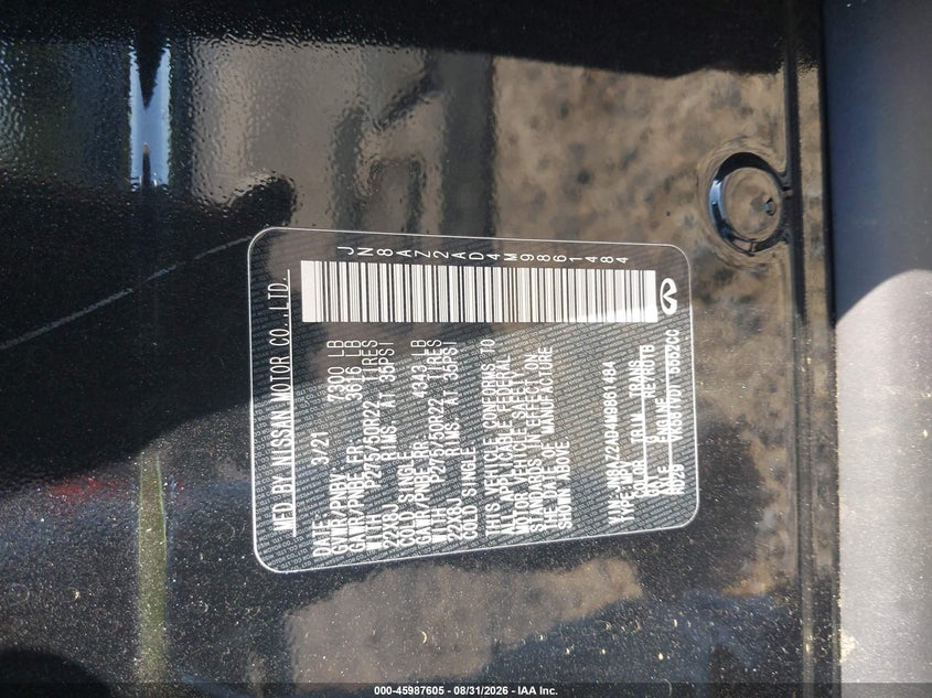INFINITI QX80 2021 VIN JN8AZ2AD4M9861484