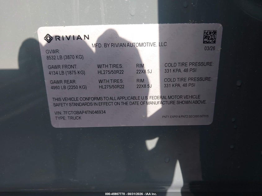 2026 RIVIAN R1T TRI MOTOR MAX PACK · Фото 9