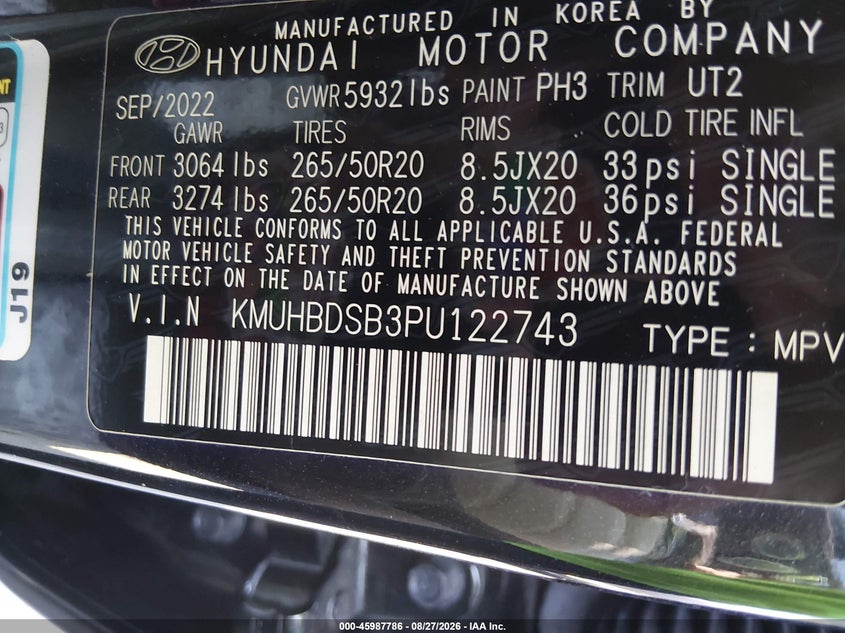 GENESIS GV80 2023 VIN KMUHBDSB3PU122743