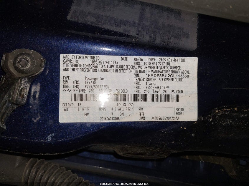 2016 FORD C-MAX HATCHBACK 2.0L I-4 DOHC, VVT, REGULAR , 141HP