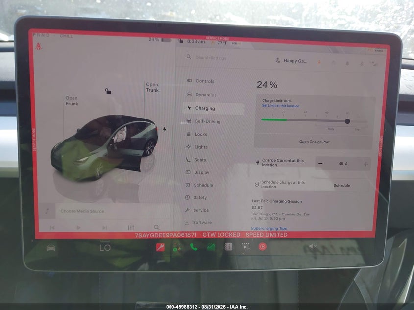 TESLA MODEL Y 2023 VIN 7SAYGDEE9PA061871