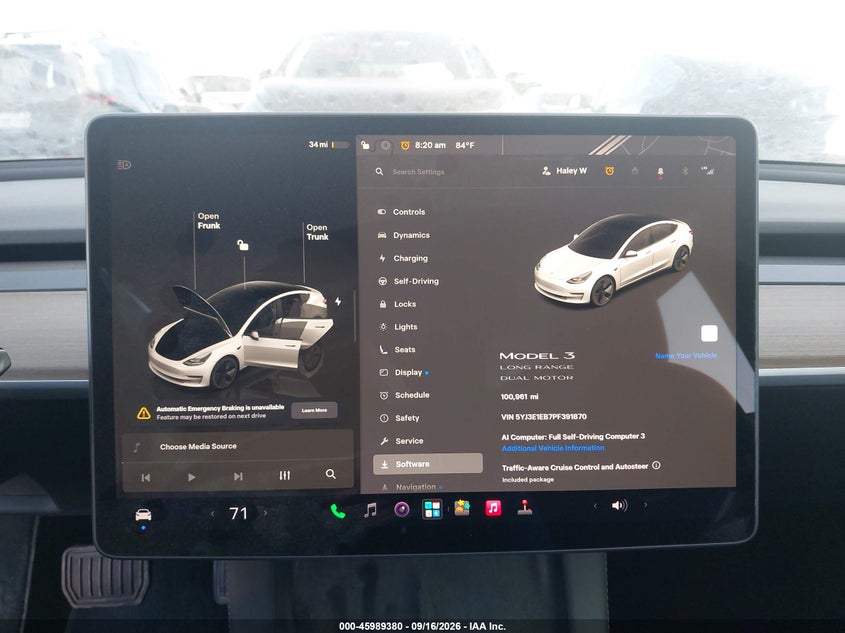 TESLA MODEL 3 2023 VIN 5YJ3E1EB7PF391870