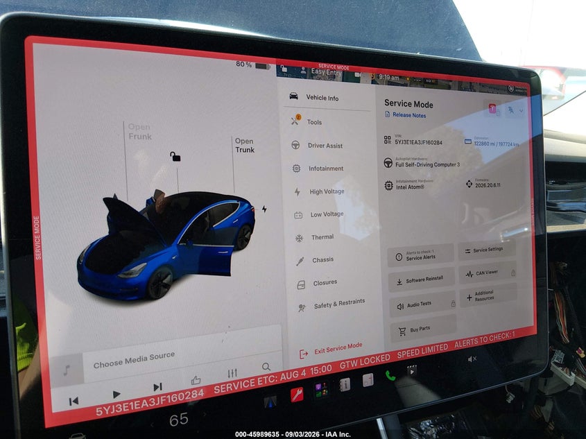 TESLA MODEL 3 2018 VIN 5YJ3E1EA3JF160284