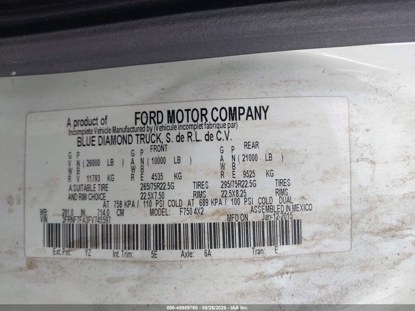 2015 FORD F-750 auction photo 8