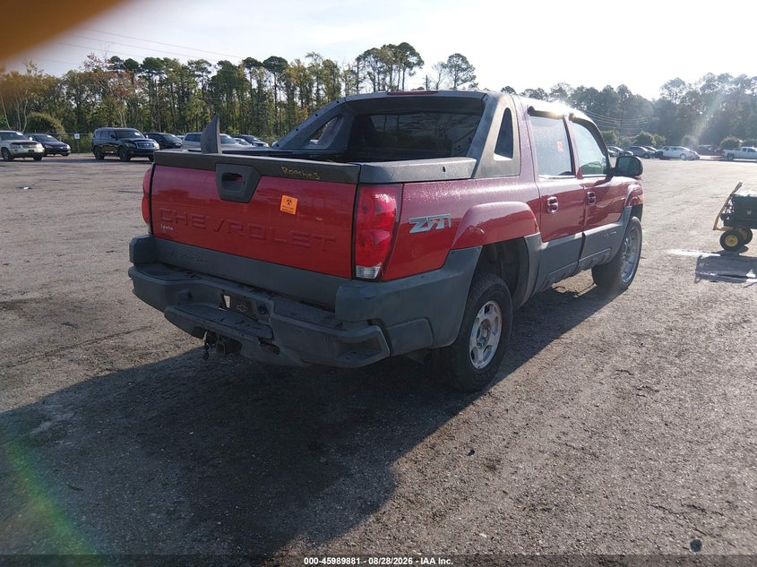 CHEVROLET AVALANCHE 1500 2002 VIN 3GNEK13T32G219598