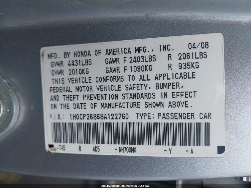 2008 HONDA ACCORD 2.4 EX-L · Фото 9