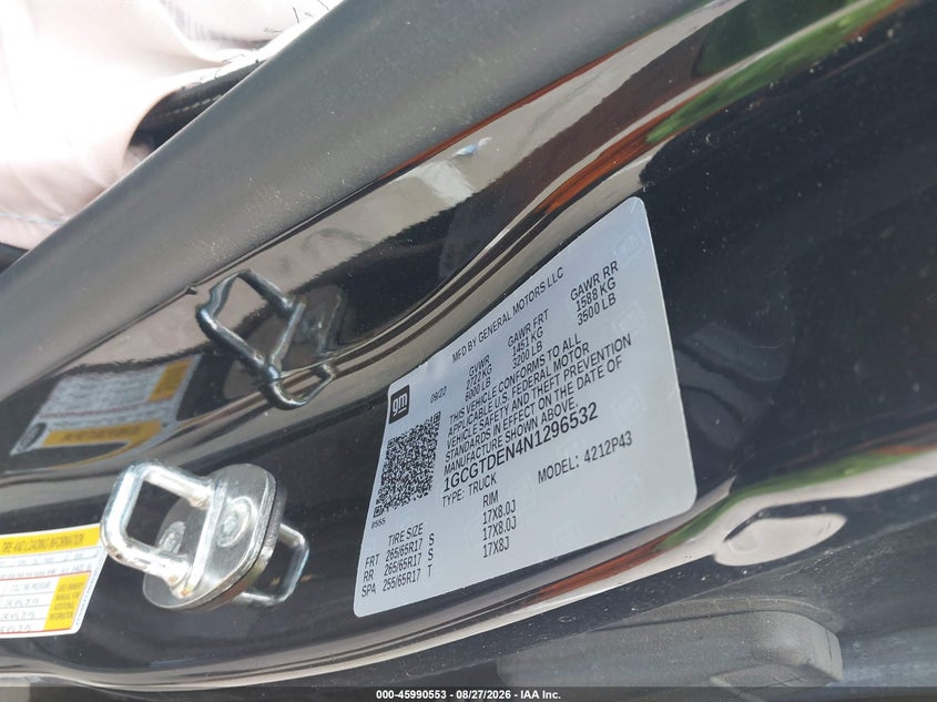 CHEVROLET COLORADO 2022 VIN 1GCGTDEN4N1296532