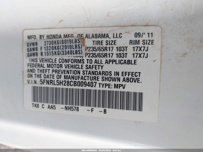 2012 HONDA ODYSSEY LX · Фото 9