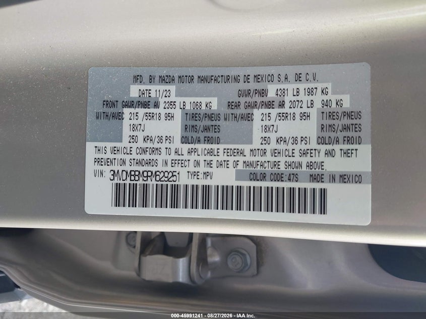 MAZDA CX-30 2024 VIN 3MVDMBBM9RM629251